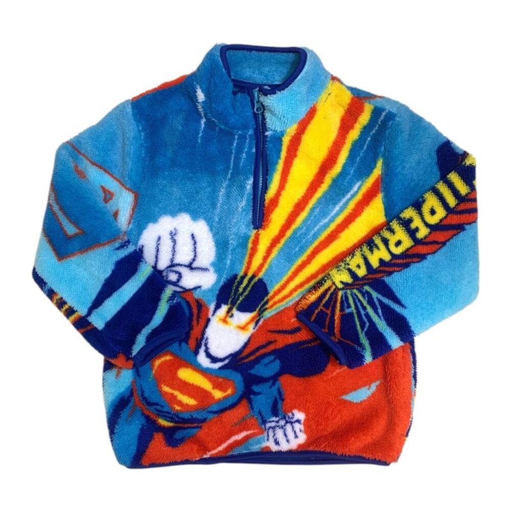 Superman - Licensed Character Boys Quarter Zip Sherpa Pullover with Side Seam Po